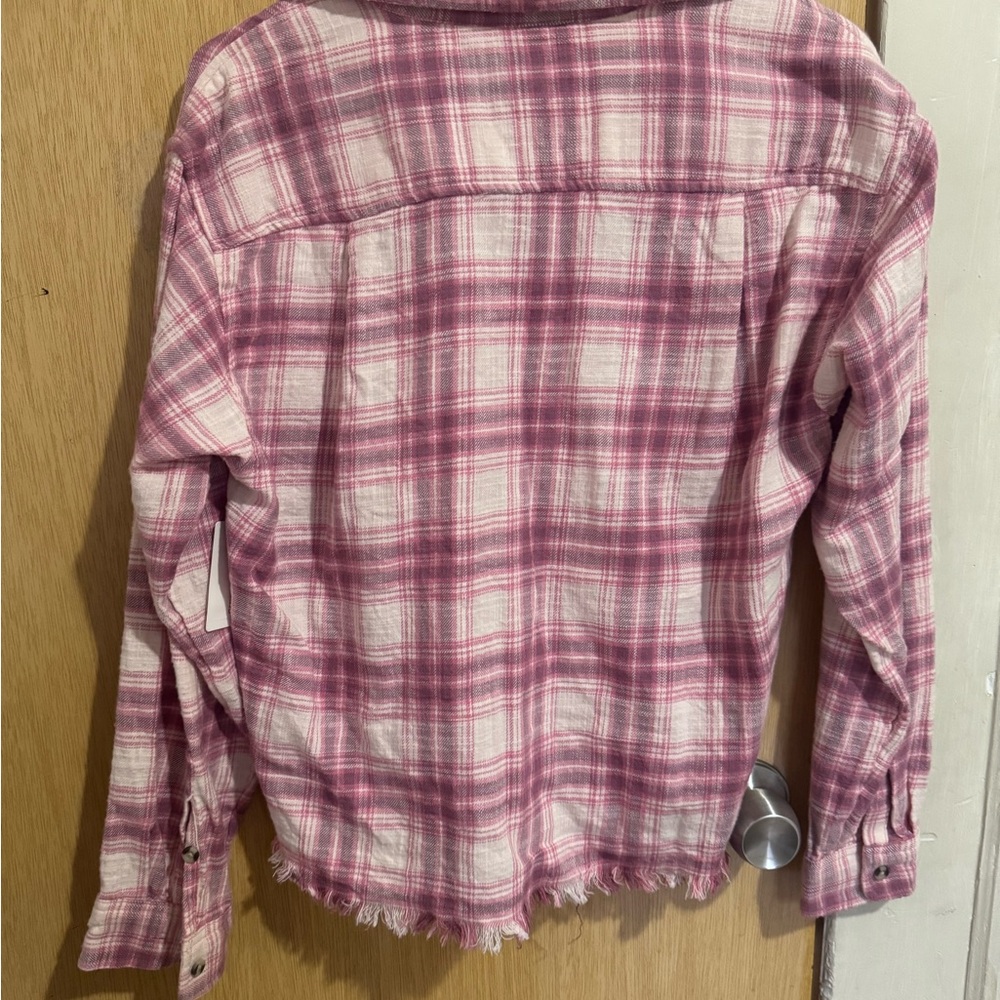 NWT Lucky Brand Women's Raw Edge Cropped Shirt - Picture 3 of 6
